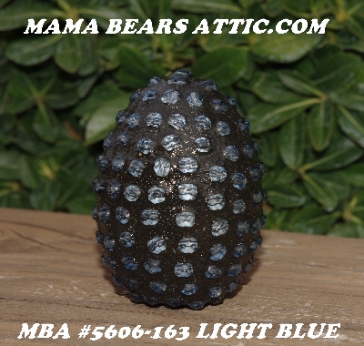+MBA #5606-163  "Light Blue Glass Bead Mosaic Egg With Stand"