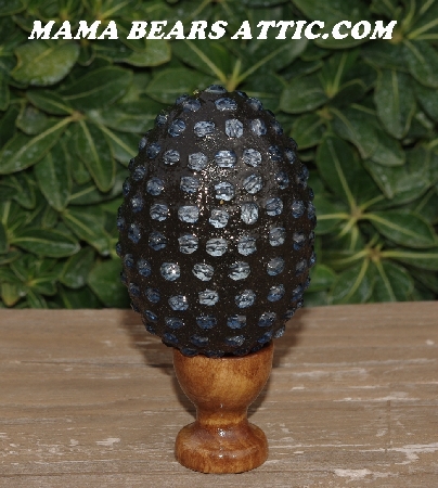 +MBA #5606-163  "Light Blue Glass Bead Mosaic Egg With Stand"