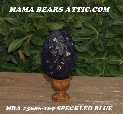 +MBA #5606-169  "Speckled Blue Glass Bead Mosaic Egg With Stand"