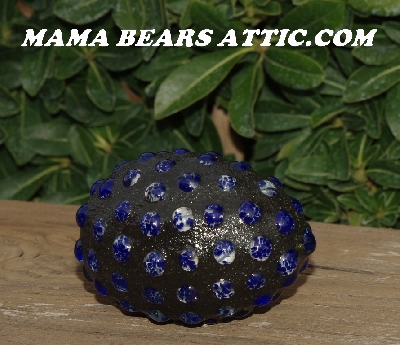 +MBA #5606-169  "Speckled Blue Glass Bead Mosaic Egg With Stand"