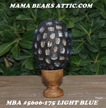 +MBA #5606-175  "Light Blue Glass Bead Mosaic Egg With Stand"