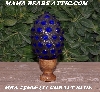 +MBA #5606-211  "Cobalt Blue Glass Bead Mosaic Egg With Stand"
