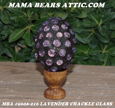 +MBA #5606-216  "Lavender Crackle Glass Bead Mosaic Egg With Stand"