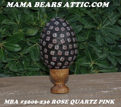 +MBA #5606-236  "Rose Quartz Pink Glass Bead Mosaic Egg With Stand"