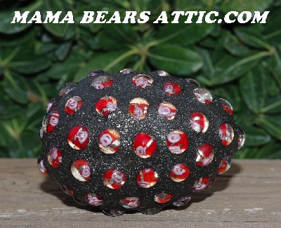+MBA #5606-272  "Red Rose Glass Bead Mosaic Egg With Stand"
