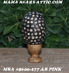 +MBA #5606-277  "AB Pink Glass Bead Mosaic Egg With Stand"