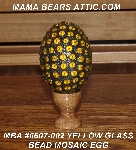 +MBA #5607-002  "Yellow Glass Bead Mosaic Egg With Stand"