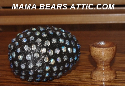 +MBA #5607-005  "Clear AB Glass Bead Mosaic Egg With Stand"
