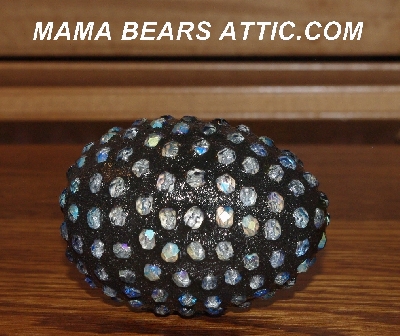 +MBA #5607-005  "Clear AB Glass Bead Mosaic Egg With Stand"