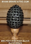 +MBA #5607-0014  "Black Glass Bead Mosaic Egg With Stand"