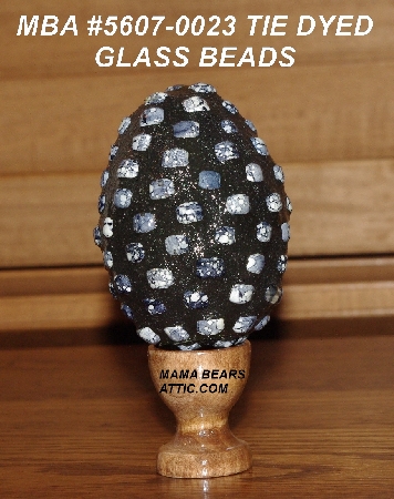 +MBA #5607-0023  "Tie Dyed Glass Bead Mosaic Egg With Stand"