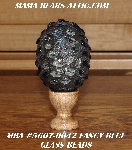 +MBA #5607-0042  "Fancy Blue Glass Bead Mosaic Egg With Stand"