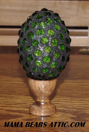 +MBA #5607-0058  "Fancy Green Glass Bead Mosaic Egg"