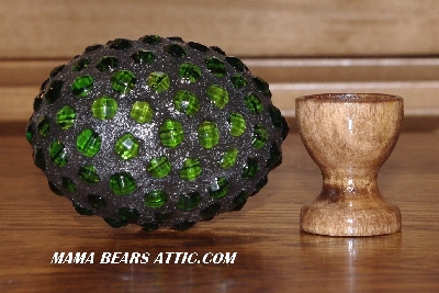 +MBA #5607-0058  "Fancy Green Glass Bead Mosaic Egg"