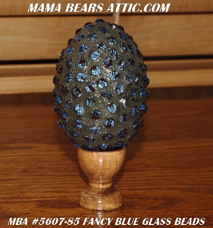 +MBA #5607-85  "Blue Glass Bead Mosaic Egg With Stand"