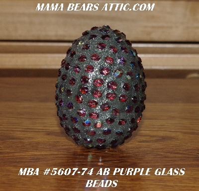 +MBA #5607-74  "AB Purple Glass Bead Mosaic Egg With Stand"