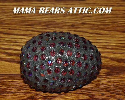 +MBA #5607-74  "AB Purple Glass Bead Mosaic Egg With Stand"