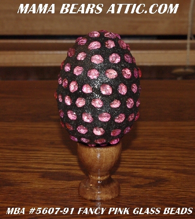 +MBA #5607-91  "Fancy Pink Glass Bead Mosaic Egg With Stand"