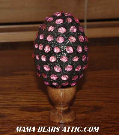 +MBA #5607-91  "Fancy Pink Glass Bead Mosaic Egg With Stand"