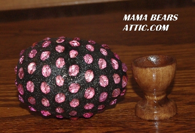 +MBA #5607-91  "Fancy Pink Glass Bead Mosaic Egg With Stand"
