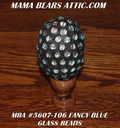 +MBA #5607-106 "Fancy Blue Glass Bead Mosaic Egg With Stand"