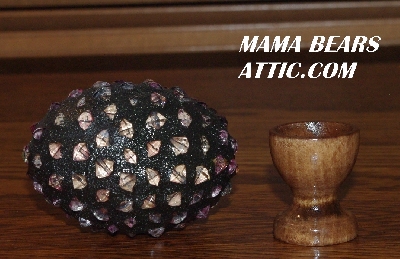 +MBA #5607-118  "Fancy Lavender Glass Bead Mosaic Egg With Stand"