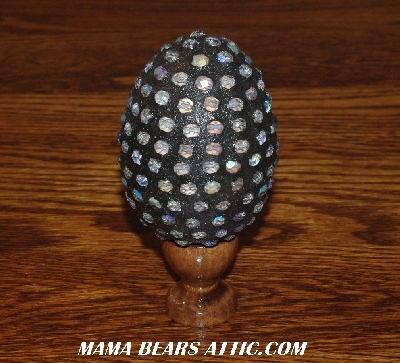 +MBA #5607-142  "Fire Polished AB Glass Bead Mosaic Egg With Stand"