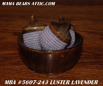 +MBA #5607-243  "Set Of 3 Luster Lavender Glass Beaded Acorns With Bowl"