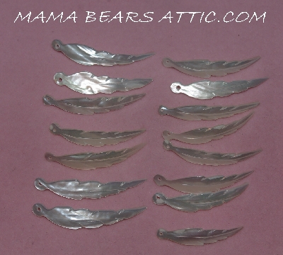 +MBA #5608-196   "1990's Set Of (15) Carved Mother Of Pearl Feathers"
