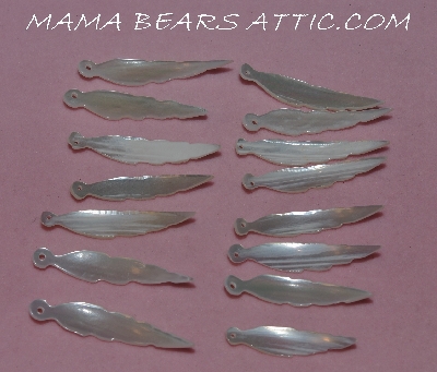 +MBA #5608-196   "1990's Set Of (15) Carved Mother Of Pearl Feathers"