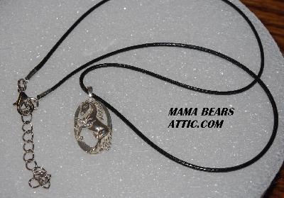 +MBA #5609-0123   "Sterling Silver Oval Horse Pendant"