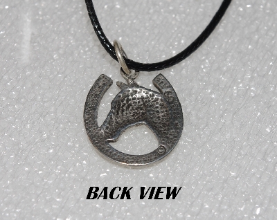 +MBA #5609-0034   "Sterling Silver Horseshoe Horse Head Pendat"