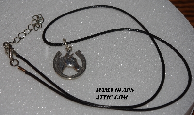 +MBA #5609-0034   "Sterling Silver Horseshoe Horse Head Pendat"