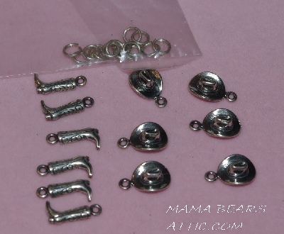 +MBA #5608-186  "1990's  24 Piece Sterling Tiny Western Charms With O Rings"