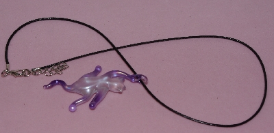 +MBA #5608-439  "Fancy Lamp Worked Glass Lavender Cat Pendant"