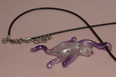 +MBA #5608-439  "Fancy Lamp Worked Glass Lavender Cat Pendant"