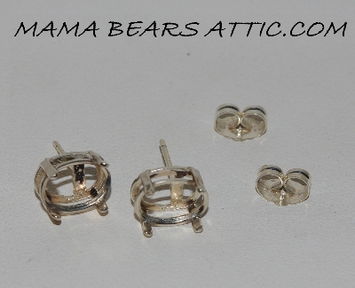 +MBA #5608-359   "1990's Griegers Set Of (2) Pairs Sterling 8x6 Basket Post Back Earring Settings"