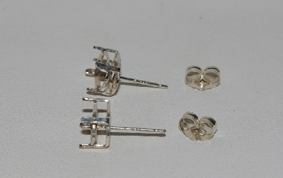 +MBA #5608-359   "1990's Griegers Set Of (2) Pairs Sterling 8x6 Basket Post Back Earring Settings"