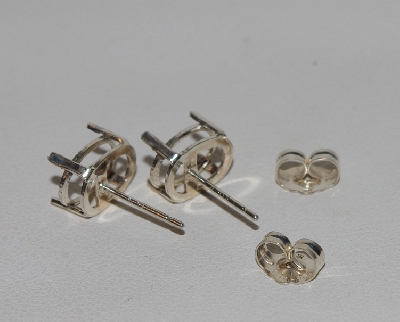 +MBA #5608-359   "1990's Griegers Set Of (2) Pairs Sterling 8x6 Basket Post Back Earring Settings"