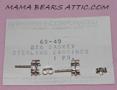 +MBA #5608-359   "1990's Griegers Set Of (2) Pairs Sterling 8x6 Basket Post Back Earring Settings"