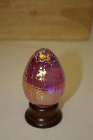 +MBA #10-214  1989 Hand Crafted Artist Signed & Dated Pink Opalescent Egg