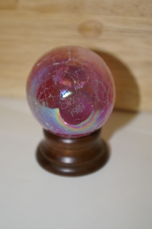 +MBA #10-214  1989 Hand Crafted Artist Signed & Dated Pink Opalescent Egg