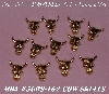 +MBA #5608-162  "Set Of (12) Gold Tone Metal Cow Skull Embellishments"