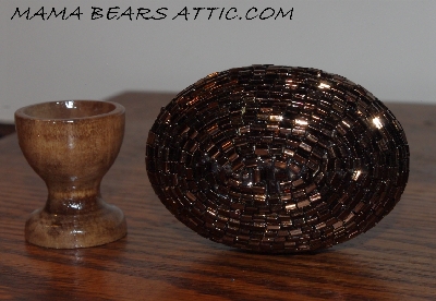 +MBA #5608-224  "Metallic Copper Glass Bead Egg With Stand"