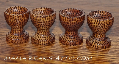 +MBA #5608-214  "Unique Set Of (4) Wood Egg Cup Stands"