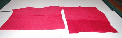 +MBA #5610-008  "1990's Tandy Leather (2) Pieces  Red Pigskin Suede Hide "