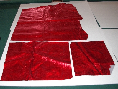 +MBA #5610-0010  "1990's Tandy Leather 3 Pieces Red Matellic Pigskin Suede"