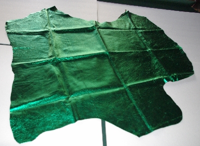 +MBA #5610-163  "1990's Tandy Leather Green Metallic Pigskin Suede Hide"