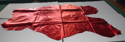 +MBA #5610-196 "1990's Tandy Leather Red Metallic Pigskin Suede Hide"