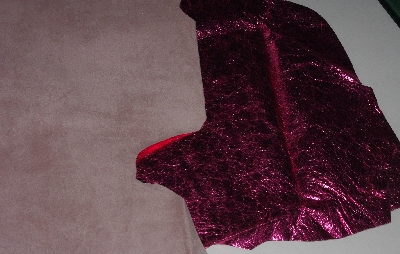 +MBA #5610-206 "1990's Tandy Leather Metallic Pink Pigskin Suede Hide"